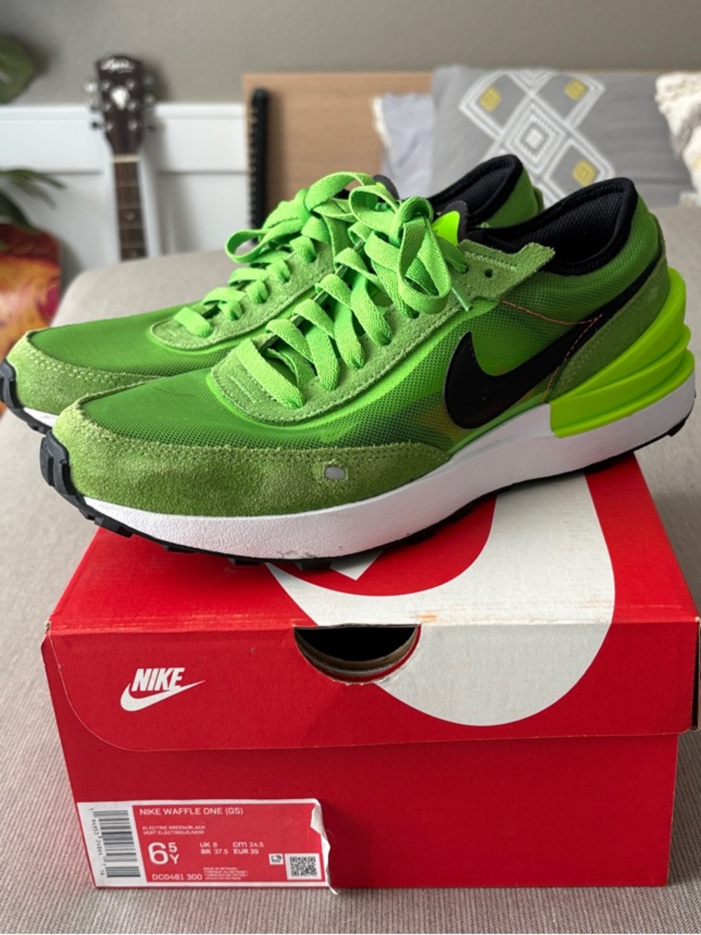 Nike Neon Green Low-Top Sneakers with Black Swoosh